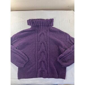 Seven Seven Womens‎ Purple Cable Knit Turtleneck Sweater Size M M